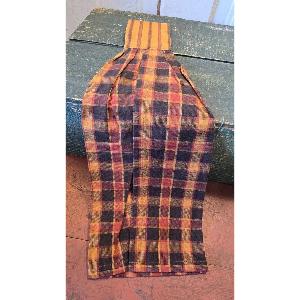 Primitive Country‎ Farmhouse Autumn Fall HOMESTEAD Black Plaid w/ Star Tab Towel